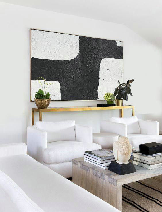 Huge Abstract Canvas Art,Oversized Horizontal Minimal Art On Canvas - Modern Paintings